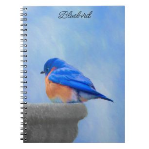 Caderno Espiral Pintura Bluebird - Arte Original para Pássaros