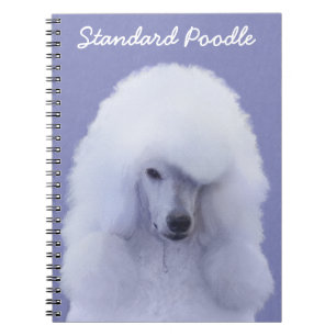 Caderno Espiral Pintura Branca de Poodle Padrão - Arte Cão Origina