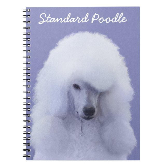 Caderno Espiral Pintura Branca de Poodle Padrão - Arte Cão Origina (Frente)