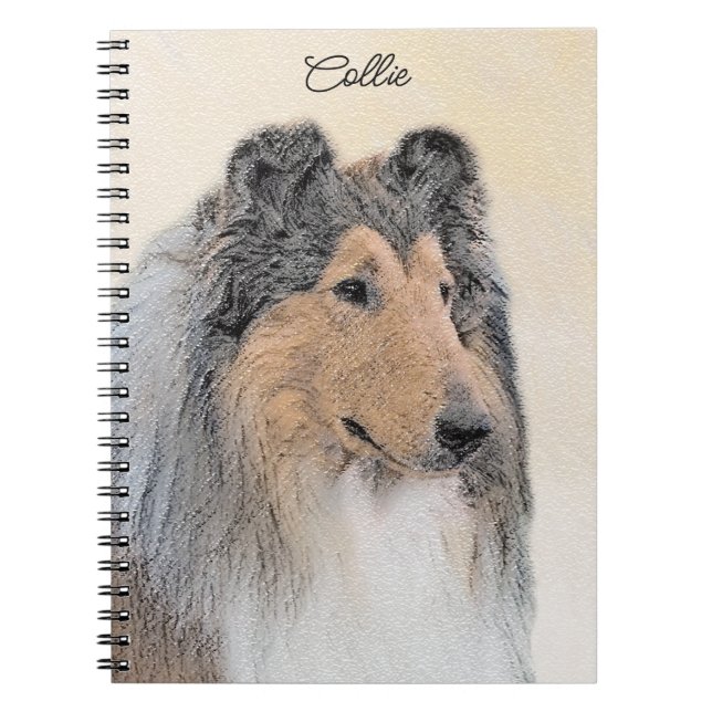 Caderno Espiral Pintura Collie (Rough) - Arte Cachorra Original (Frente)