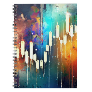 Caderno Espiral Pintura colorida do gráfico de cascas com abstrato