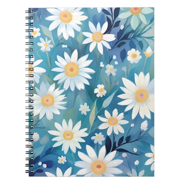 Caderno Espiral Pintura com flores brancas (Frente)