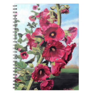 Caderno Espiral Pintura cor-de-rosa do hollyhock por Mandy Roeing