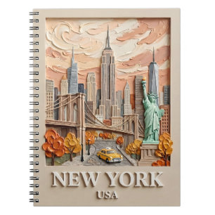 Caderno Espiral Pintura da Silhueta Texturizada em 3D da Cidade de