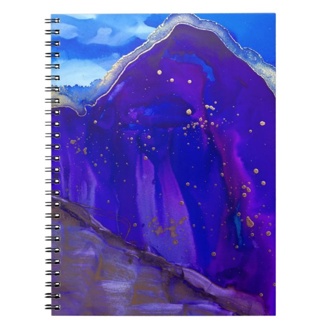 Caderno Espiral Pintura de abstrato branco e azul (Frente)