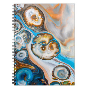 Caderno Espiral Pintura de abstrato branco e azul