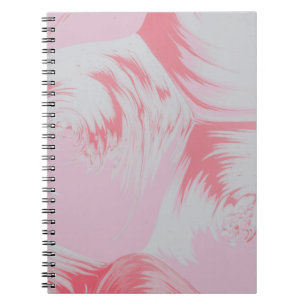 Caderno Espiral Pintura de abstrato branco e rosa