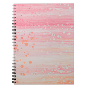 Caderno Espiral Pintura de abstrato branco e rosa