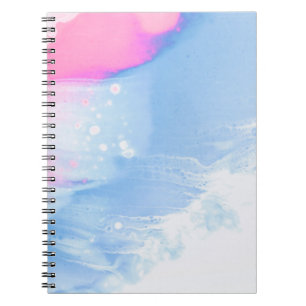 Caderno Espiral Pintura de abstrato cor branca e rosa azul