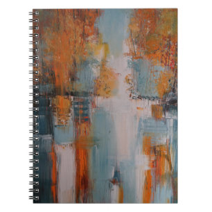 Caderno Espiral Pintura de abstrato cor laranja, branca e lacrimog