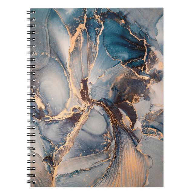 Caderno Espiral Pintura de abstrato fluido de luxo a tinta alcoóli (Frente)