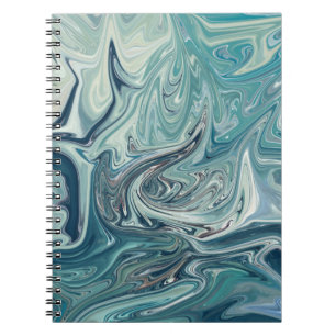Caderno Espiral Pintura de Abstrato no mar azul