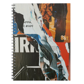 Caderno Espiral Pintura de abstrato preto branco e laranja