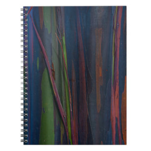 Caderno Espiral Pintura de abstrato verde azul e castanho