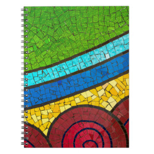Caderno Espiral Pintura de abstrato verde e vermelho