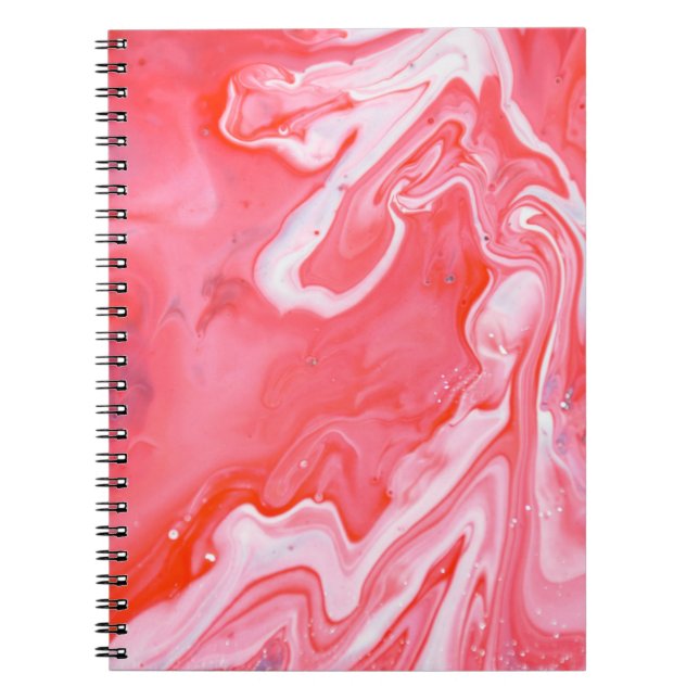 Caderno Espiral Pintura de abstrato vermelha e cinza (Frente)
