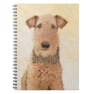 Caderno Espiral Pintura de Airedale Terrier - Arte original bonita
