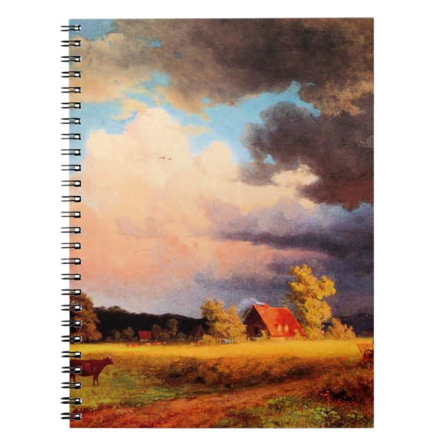 Caderno Espiral Pintura de Albert Bierstadt, Paisagem Bávara (Frente)