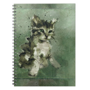 Caderno Espiral Pintura de aquarela de gato