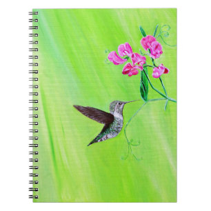 Caderno Espiral Pintura de aves e ervilhas doces