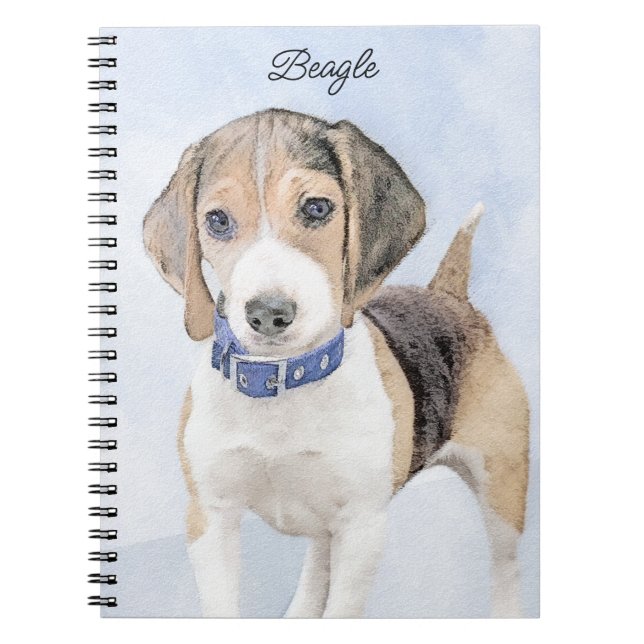 Caderno Espiral Pintura de Beagle - Arte de Cachorro Original Boni (Frente)