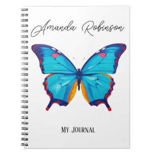 Caderno Espiral Pintura de borboletas morfo-azuis (PERSONALIZE)