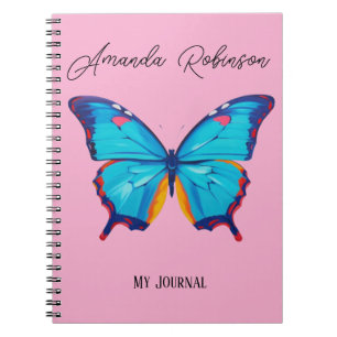 Caderno Espiral Pintura de borboletas morfo-azuis (PERSONALIZE)
