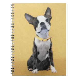 Caderno Espiral Pintura de Boston Terrier - Arte de Cachorro Origi