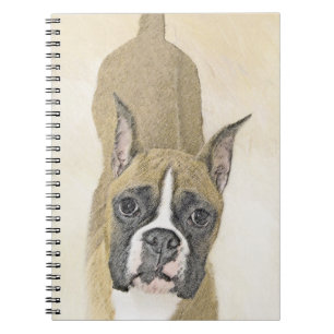 Caderno Espiral Pintura de Boxer - Arte de Cachorro Original Bonit