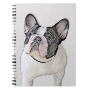 Caderno Espiral Pintura de Bulldog Francês (Brindle Pied) - Arte 