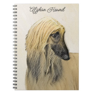 Caderno Espiral Pintura de Cachorro Afegão - Arte de Cachorro Orig