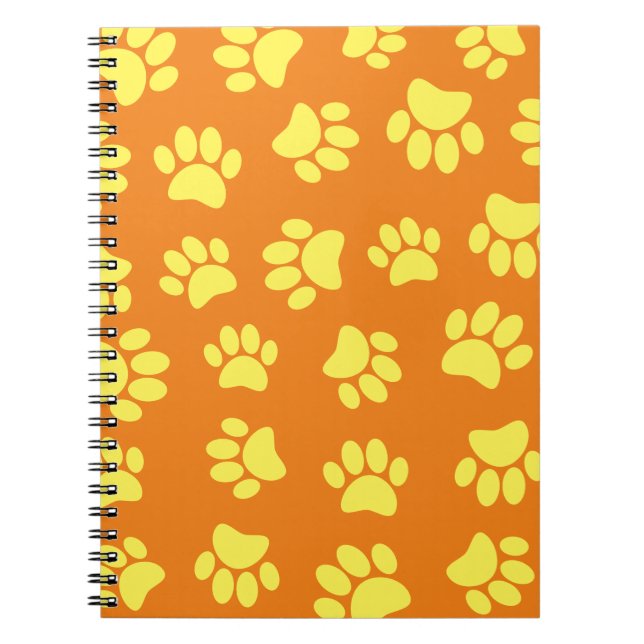 Caderno Espiral Pintura De Cachorro Amarelo Imprime Em Laranja (Frente)