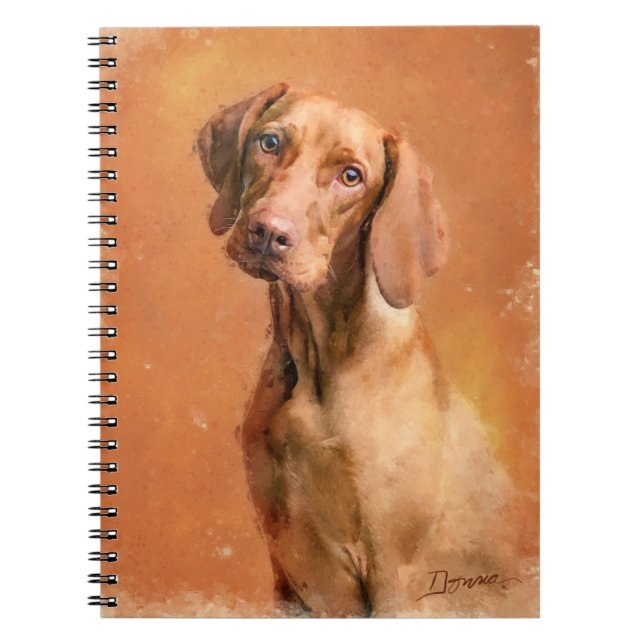 Caderno Espiral Pintura de Cachorro em Vizsla Húngara (Frente)