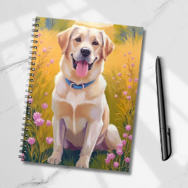 Caderno Espiral Pintura de cachorro Labrador Retriever Lab amarelo