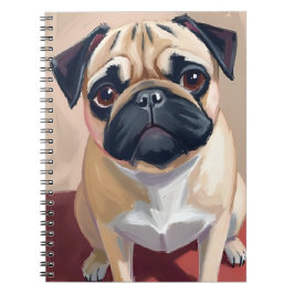 Caderno Espiral Pintura de Cachorro Pug Pet 