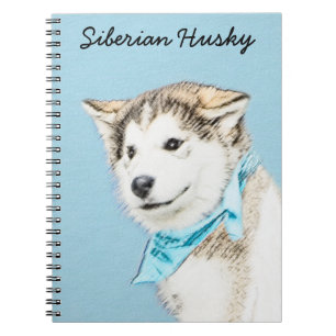 Caderno Espiral Pintura De Cachorro Siberiana - Arte De Cachorro O