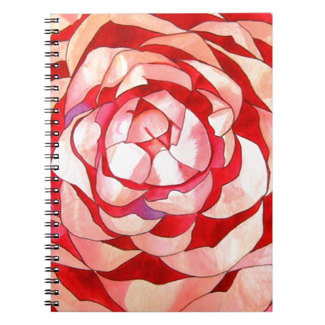Caderno Espiral Pintura de Camellia abstrato (Frente)
