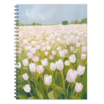 Pintura de Campo de Flores de Tulipas Brancas