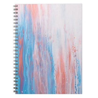 Caderno Espiral Pintura de canvas rosa e azul