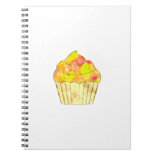 Caderno Espiral Pintura de Cupcake de Aquarela