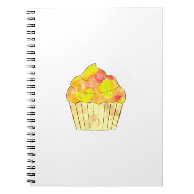 Caderno Espiral Pintura de Cupcake de Aquarela (Frente)
