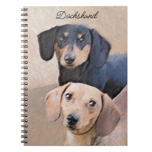 Caderno Espiral Pintura de Dachshund (Smooth) - Arte de Cão Origin (Frente)