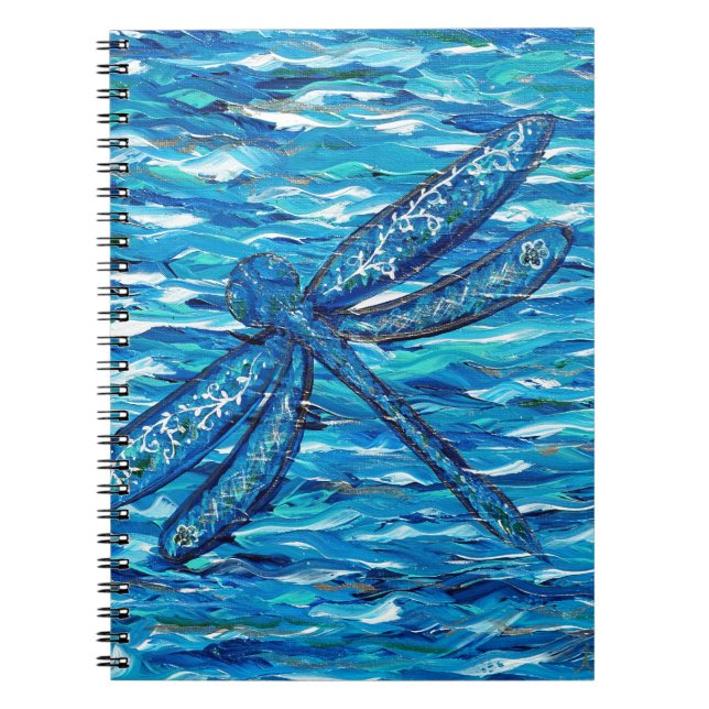 Caderno Espiral Pintura de Dragonfly Azul (Frente)