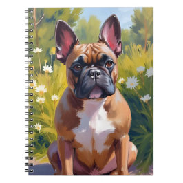 Caderno Espiral Pintura de estimação de Bulldog Francês Arte de ca