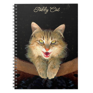 Caderno Espiral Pintura de Gatos Loucos - Arte de Gato Original Bo