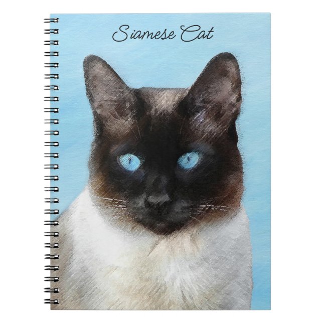 Caderno Espiral Pintura de Gatos Siameses - Arte de Gato Original  (Frente)