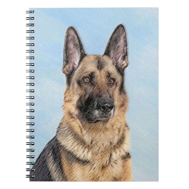 Caderno Espiral Pintura de german shepherd - Arte de Cachorro Orig (Frente)