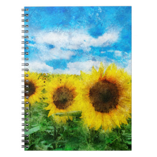 Caderno Espiral Pintura de girassóis