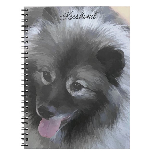 Caderno Espiral Pintura de Keeshond Bailey - Arte de Cachorro Orig (Frente)