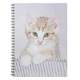 Caderno Espiral Pintura de Kitten Amarelo - Arte Original para Gat